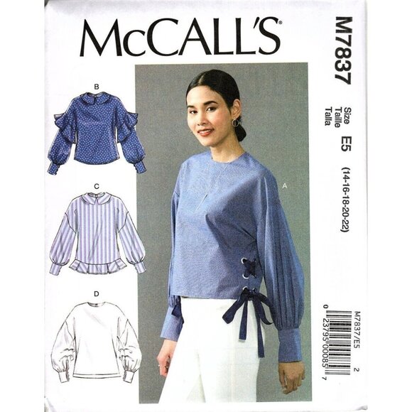 McCall's M7837 Misses 14 to 22 Easy Tops Uncut Sewing Pattern New - Picture 1 of 2